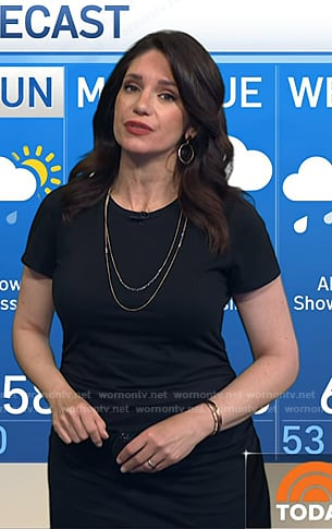 Maria's black ruched short sleeve dress on Today