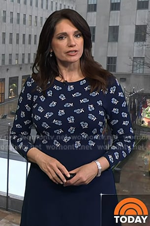 Maria’s navy floral long sleeve dress on Today