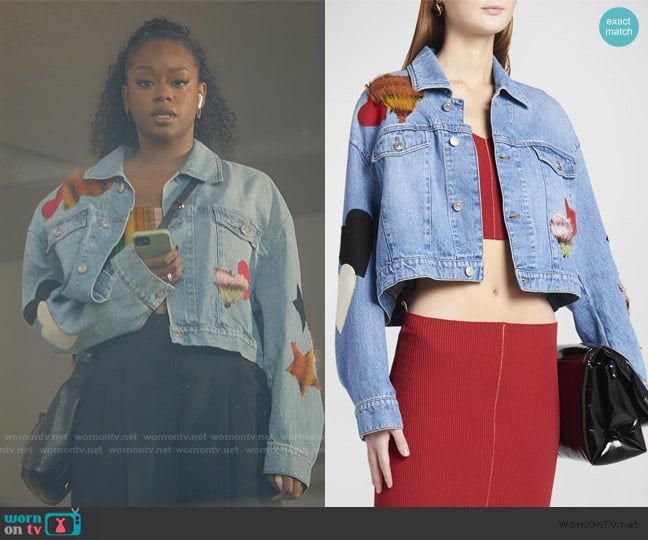 Marni Patch-Embroidered Crop Denim Jacket worn by Izzy Letts (Jazz Raycole) on The Lincoln Lawyer