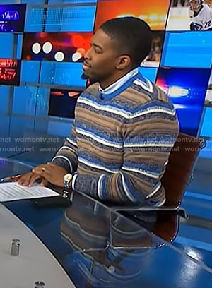 Marquise’s blue and brown striped sweater on NBC News Daily
