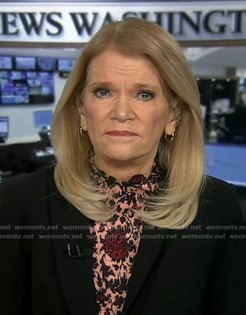 Martha's pink floral print turtleneck top on Good Morning America