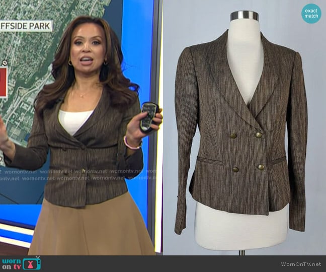 Massimo Dutti  Striped Double Breasted Blazer worn by Adelle Caballero on Today