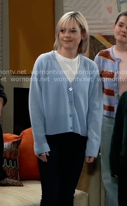 Maxie's blue v-neck cardigan on General Hospital