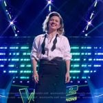 Kelly’s black tuxedo maxi skirt on The Voice