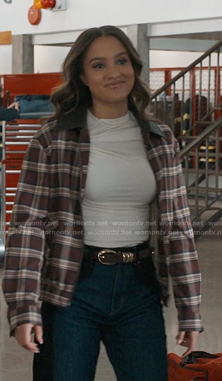 May’s red plaid jacket and planeled jeans on 9-1-1