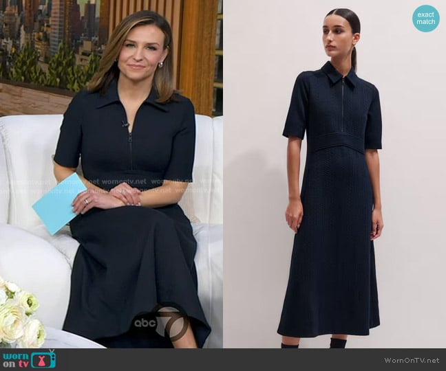 Me + Em Half Zip Midi Dress in Navy worn by Mary Bruce on Good Morning America