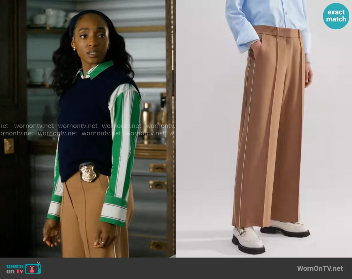 Faith’s camel pants on Will Trent