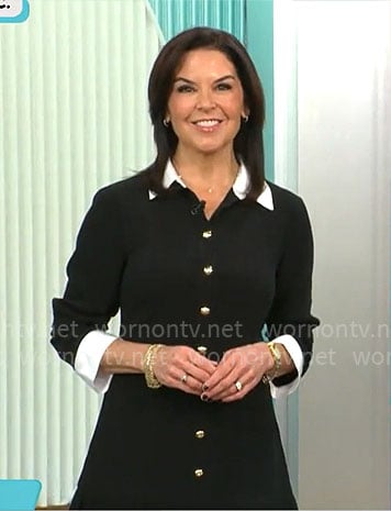 Meg Oliver’s black button front dress on CBS Mornings