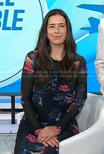 Megan Spurrell’s black floral mesh midi dress on Today