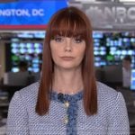 Melanie Zanona's blue tweed jacket on NBC News Daily