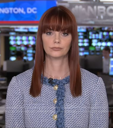 Melanie Zanona’s blue tweed jacket on NBC News Daily