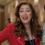 Melissa's red moto jacket on Abbott Elementary