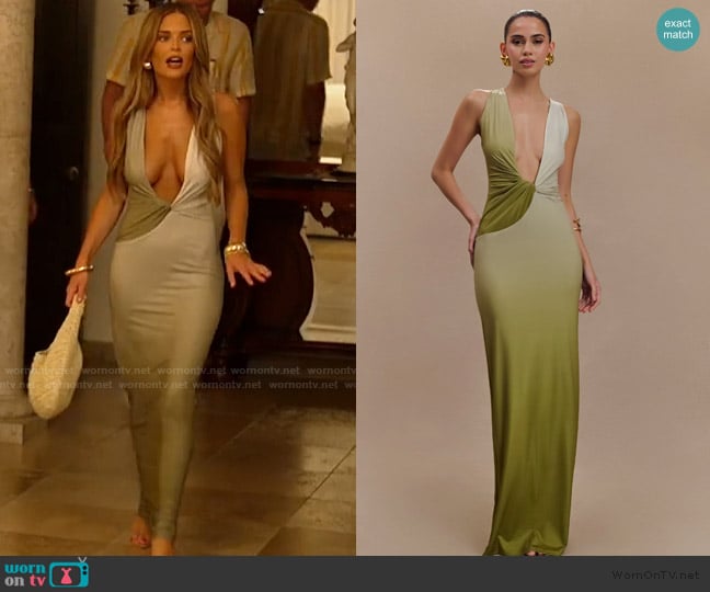 Meshki Stella Draped Slinky Maxi Dress worn by Salley Carson on Southern Charm