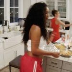 Mia’s red side stripe pants on Summer House