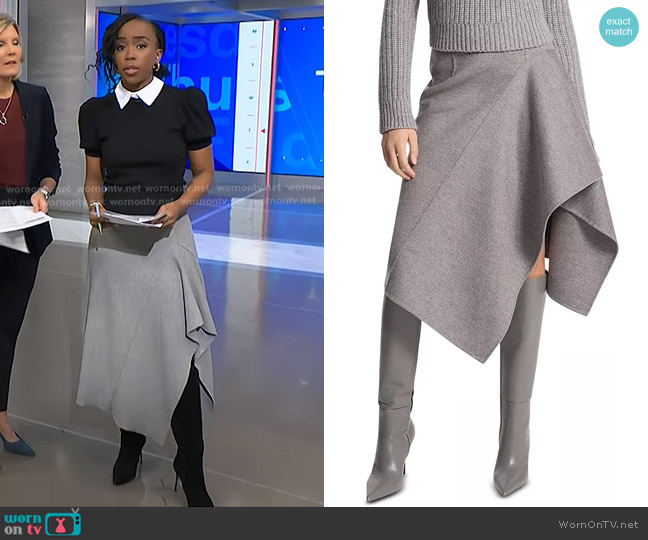 Michael Kors Collection Wool Cascade Skirt worn by Zinhle Essamuah on NBC News Daily
