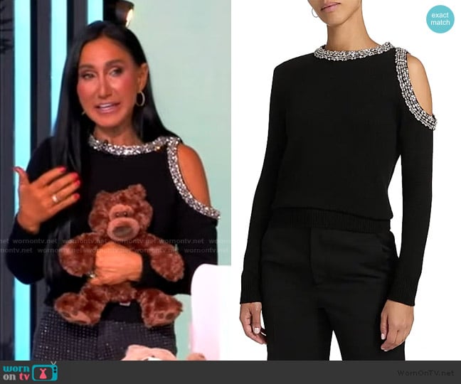 Milly Roma Crystal-Embellished Knit Top worn by Elizabeth Werner on The View