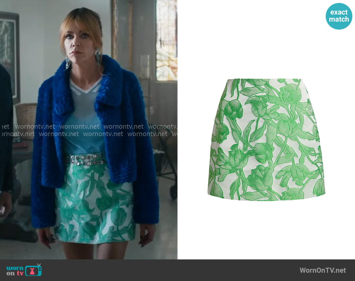 Milly Tulip Jacquard Miniskirt worn by Morgan Gillory (Kaitlin Olson) on High Potential