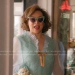 Jennifer's mint lace v-neck dress on The Real Housewives of Beverly Hills