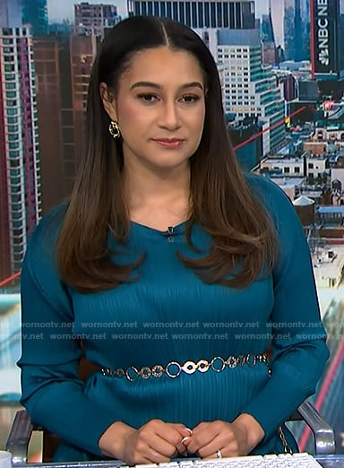 Morgan’s teal pleated dress on NBC News Daily