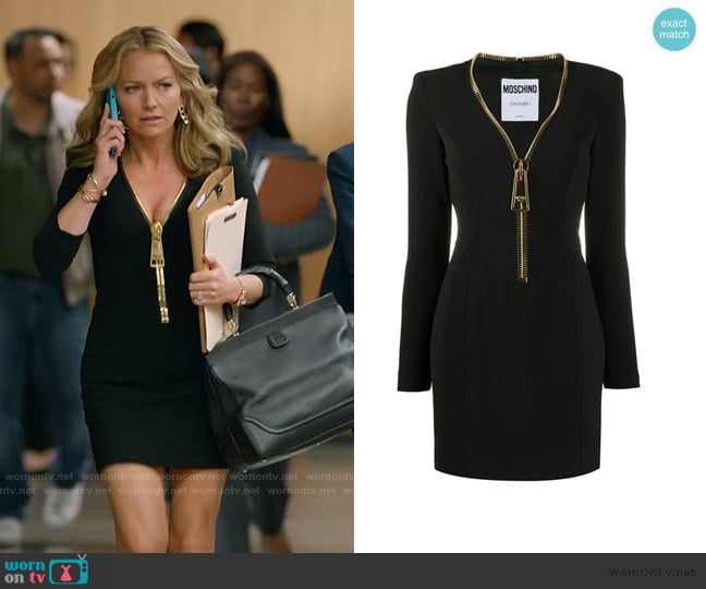 Moschino Giant Zipper Mini Dress In Black worn by Lorna Crane (Becki Newton) on The Lincoln Lawyer