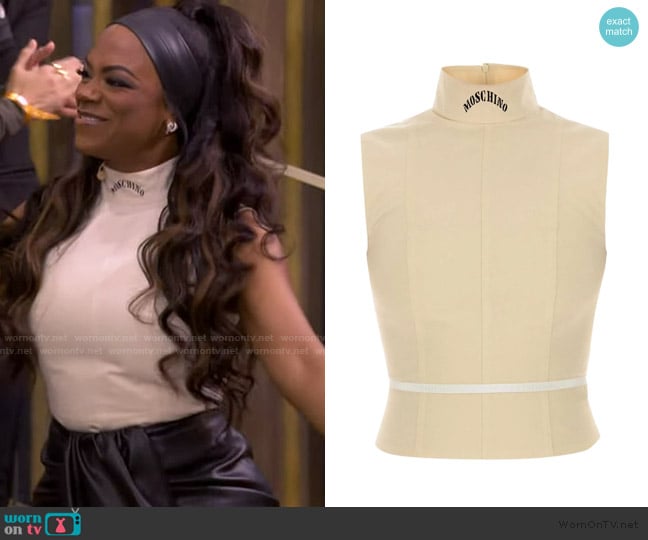 Moschino  High Neck Sleeveless Top worn by Kandi Burruss on Live with Kelly and Mark