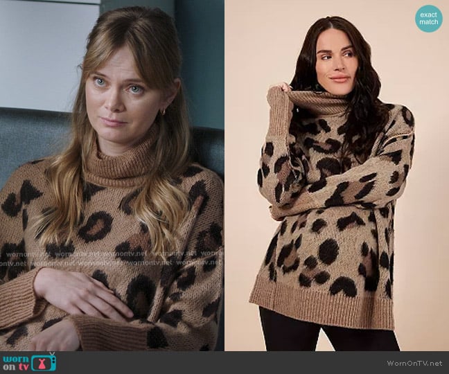 Motherhood Maternity Mock Neck Sweater in Animal