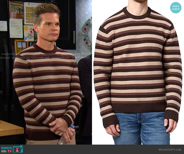 Leo’s brown striped sweater on Days of our Lives