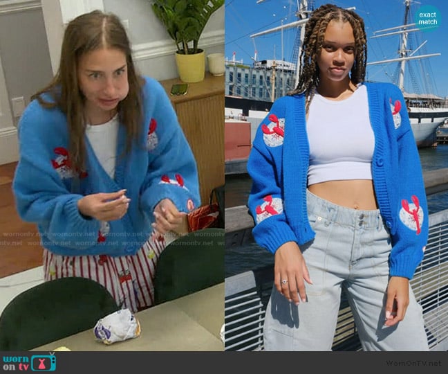 Mure and Grand You're A Reel Catch Puff Cardigan worn by Amanda Batula on Summer House