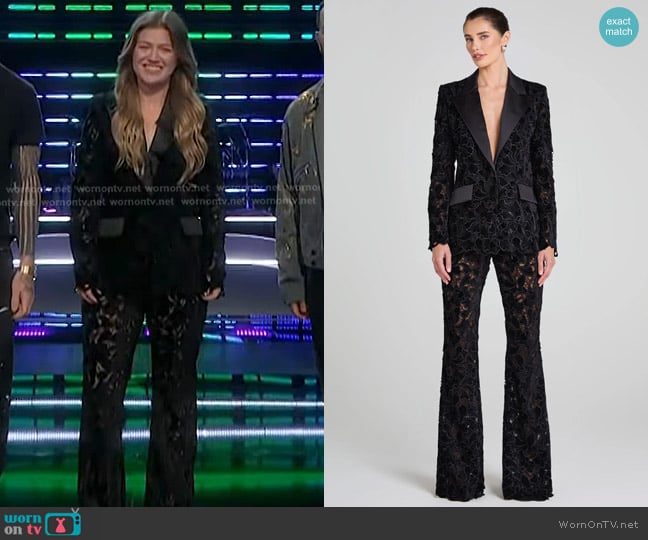 Nadine Merabi Valia Black Blazer worn by Kelly Clarkson on The Voice