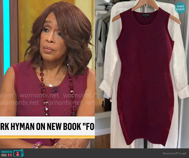 Narciso Rodriguez Rich Red Ribbed Dress worn by Gayle King on CBS Mornings