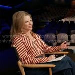 Natalie Morales’ red geometric print shirt on CBS Mornings