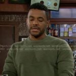 Nate’s green textured stripe sweater on The Young and the Restless
