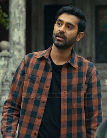 Naveen’s brown check print shirt on The Burbs