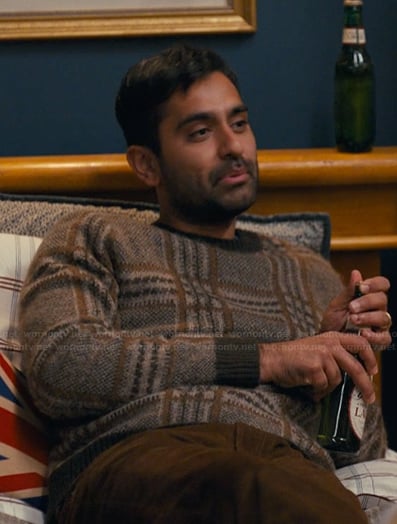 Naveen's brown plaid sweater on The Burbs