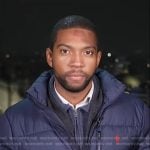 Shaquille Brewster’s navy down jacket on NBC News Daily