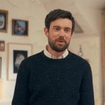 Rob’s navy speckled waffle knit sweater on The Burbs