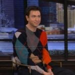 Nicholas Braun’s argyle print sweater on Live with Kelly and Mark