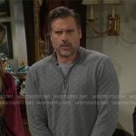 Nick’s grey woven quarter-zip sweater on The Young and the Restless