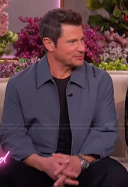 Nick Lachey’s blue zip down jacket on The Jennifer Hudson Show