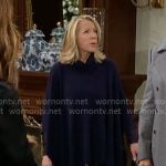 Nikki’s navy turtleneck poncho sweater on The Young and the Restless