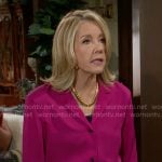 Nikki’s pink button front blouse and pants set on The Young and the Restless