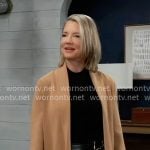 Nina’s long camel cardigan on General Hospital