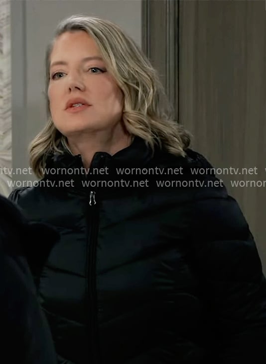 Nina’s black puffer jacket on General Hospital