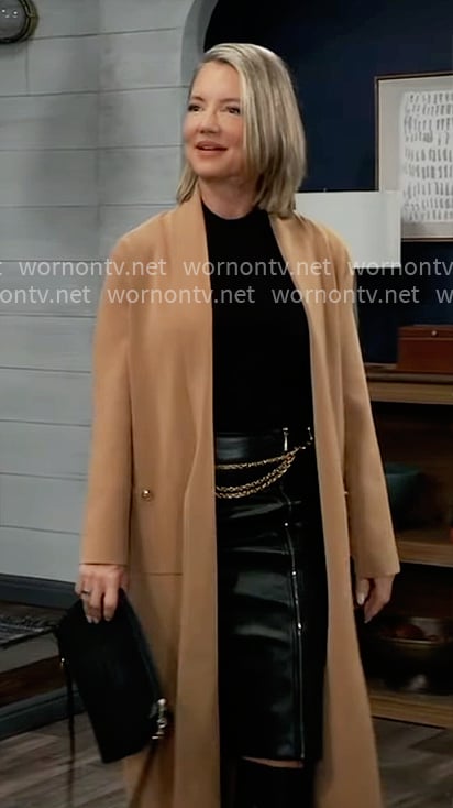 Nina's long camel cardigan on General Hospital