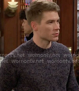Noah's navy marled sweater on The Young and the Restless