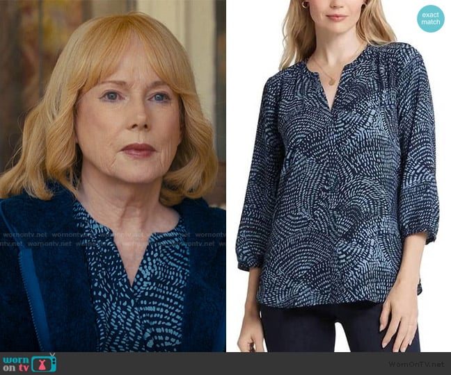 NYDJ Pintuck Blouse in Stormy Night worn by Lynn Gardner (Julia Duffy) on The Burbs