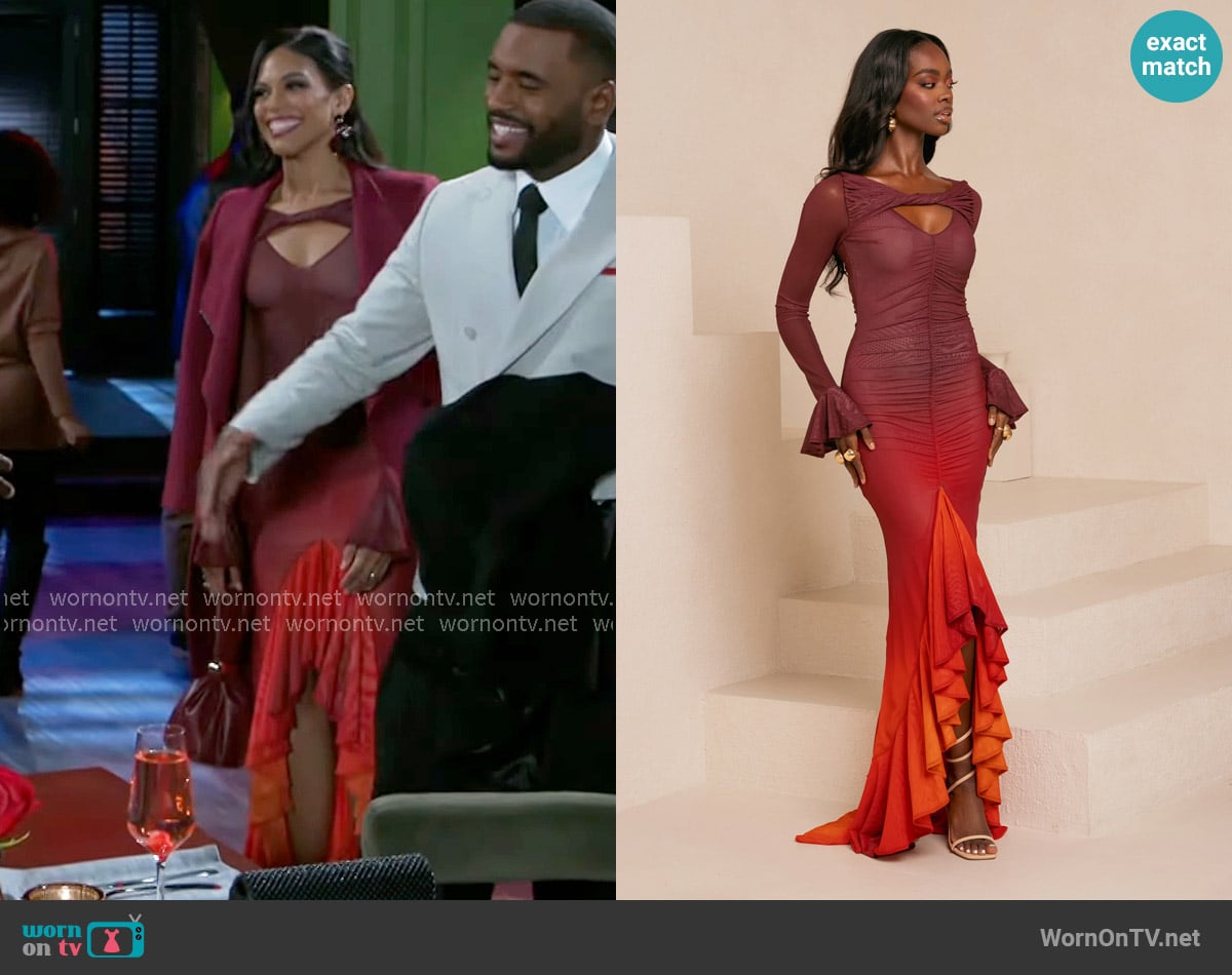Ofuure Dawn Hi-Low Ruffle Dress worn by Dani Dupree (Karla Mosley) on Beyond the Gates