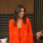 Sophie Flay’s orange double breasted blazer on Good Morning America