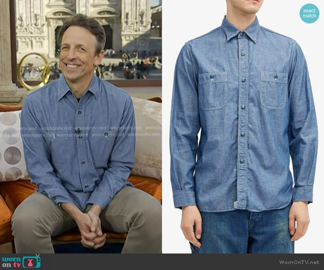 orSlow Work Shirt in Chambray worn by Seth Meyers on Today