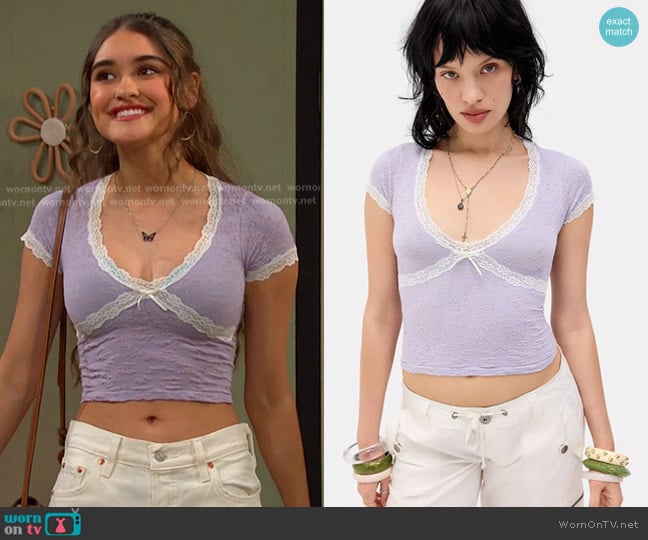 Out From Under Bella Seamless Top in Lilac worn by Arianna Horton (Marissa Reyes) on Days of our Lives